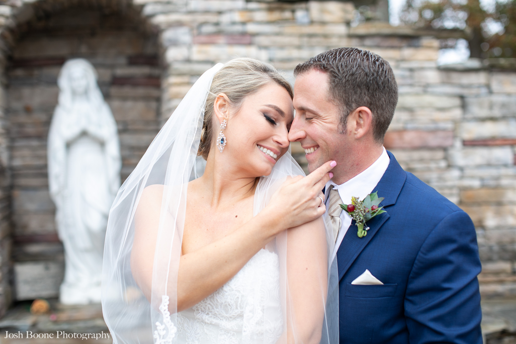 bride and groom outside of church right after ceremony